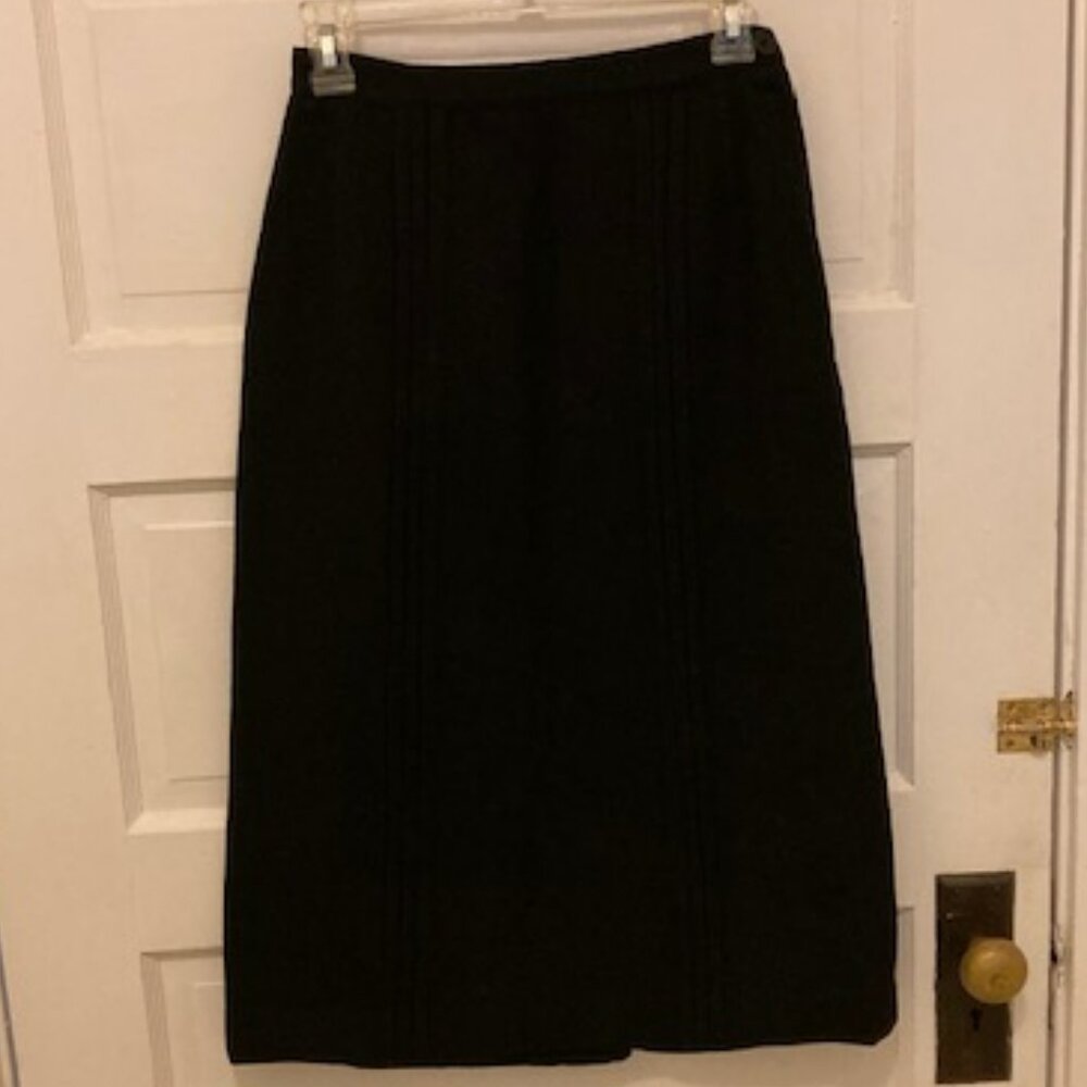 Women's 1950s Vintage Jo Collins Black Wool Pencil Skirt